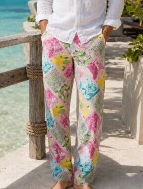 Vintage Lilly Pulitzer Men’s Resort Pants Bright Tropical Patchwork Preppy 36